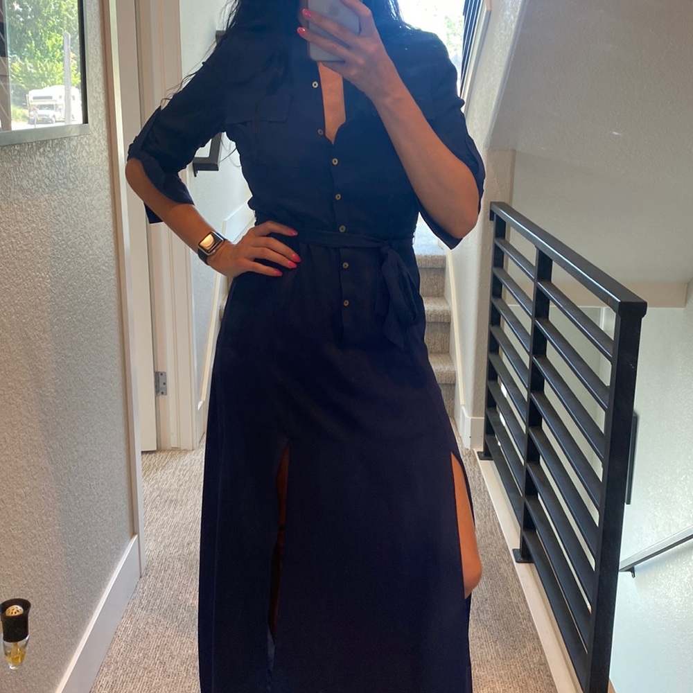 Express button down maxi dress